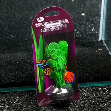 Silicone Aquarium plant, glowing in the dark, 7 x 11 cm, green-3