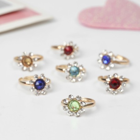 Children's ring "Assorted" flowers, color mix in gold, dimensionless