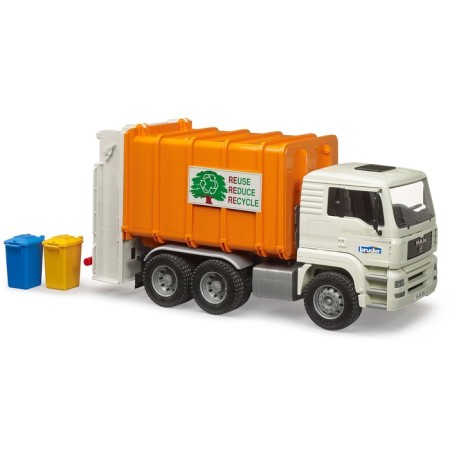 Bruder Man garbage truck, orange color-1