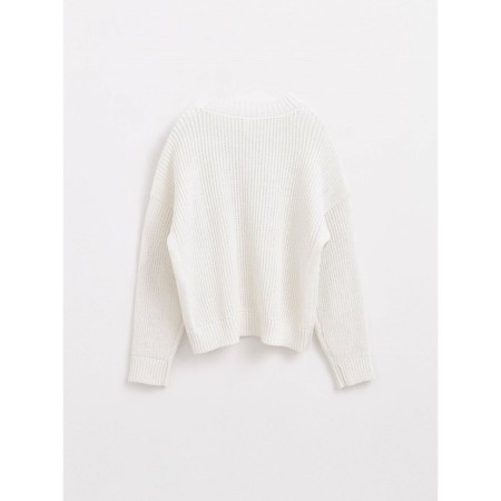 Female jumper made of yarn with cotton CONTE Elegant, size L, color White-6