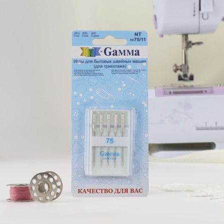 Needles for household sewing machines, for knitwear, No. 75/11, 5 pcs, NT-4