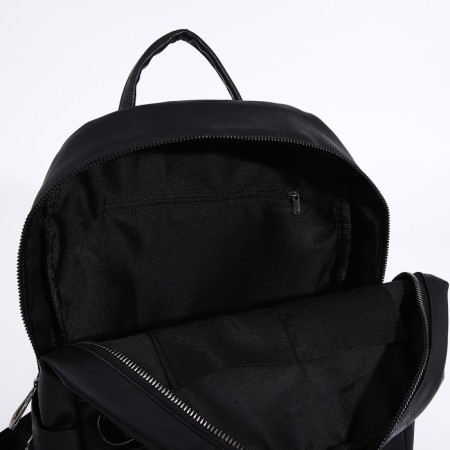 Women's backpack made of artificial leather with lightning, 2 pockets, black color-4