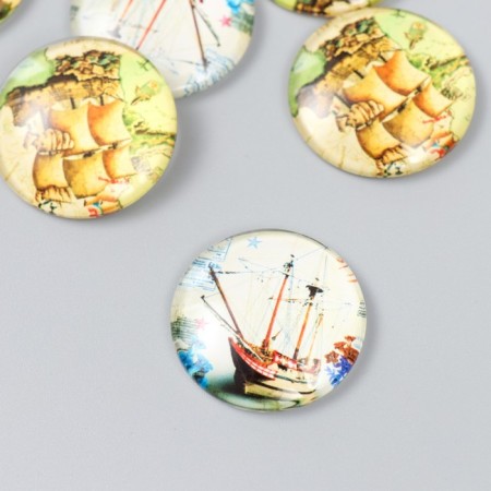 Decor (cabochon) for creativity glass "ship" mix d = 3 cm-1