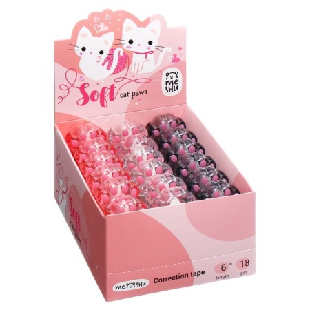 Meshu Corrective Tape "Say Meow", 5mm*6m, display-box, mix-4