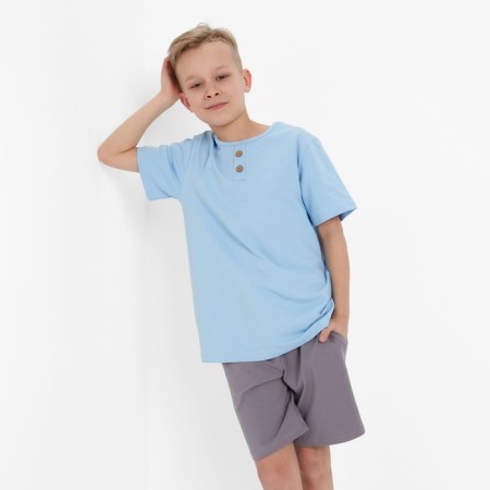 Set for a boy (T-shirt, shorts) minku color-blue/gray, height 152-3
