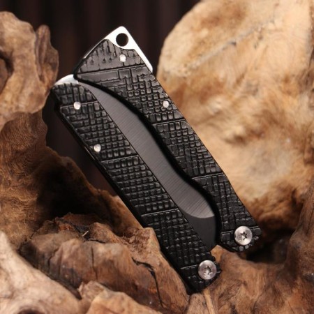 Bow Know "Master K", blade 7.3cm, black, hilt of scales with stripes of 8.5cm,-9