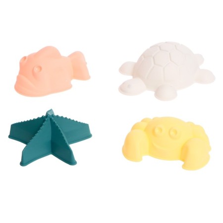 Set for playing in the sand: bucket, sieve, scoop, rake, 4 molds-6
