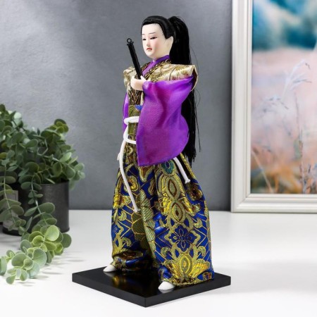 Collectible doll "Samurai in a gold kimono with a sword" 30x12.5x12.5 cm-1