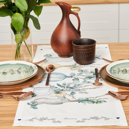 Walking on the Ethel table Flower Mood View 2 30x70 cm, 100% cotton, sarzha 190 g/m2-1