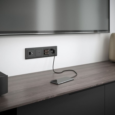 The socket w1171708 with grounding, curtains and USB, type A+C, black-6