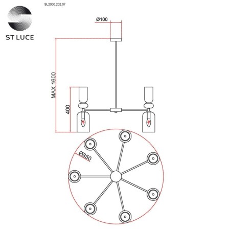 Ceiling Ceiling ST LUCE. SL2000.202.07. GEA. 7x40 watts, E14, 85x85x40 cm, golden color-6