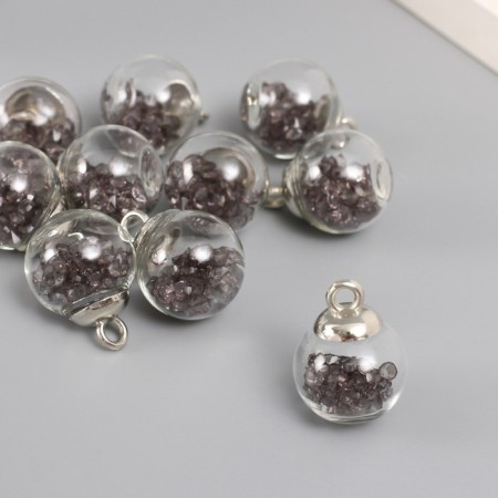 Suspension decorative for creativity glass "ball - pebbles" gray d = 1.6 cm set 10 pcs