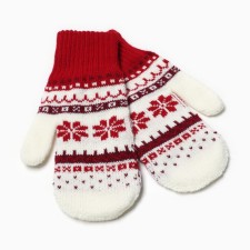 Female mittens, red color, size 18