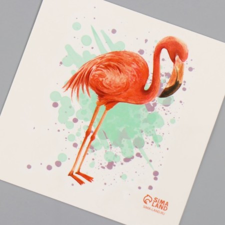 Tattoo on the body color "watercolor. Flamingo" 6x6 cm-5