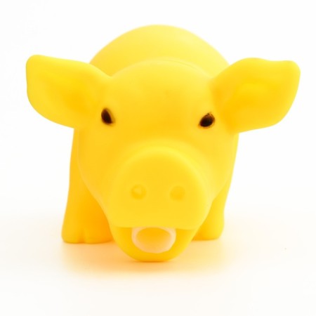 A grunting toy "cheerful pig" for dogs, 15 cm, yellow-2