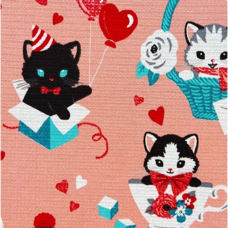 Waffle kitten pink 45x60 cm, 150 g/m, hl 100%-2