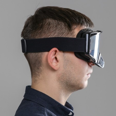 Glasses-mask, with removable nose protection, transparent glass, black-3