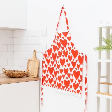 Apron "Ethel" Red Hearts 60x65cm, 100% cotton, sarzha 190 g/m2-2