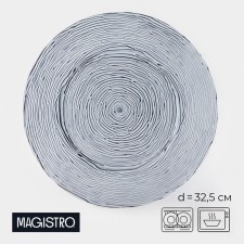 Тарелка подстановочная «Рифл», d=32,5 см, стекло, голубая