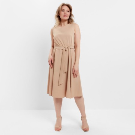 Women's dress with Minaku belt: casual collection beige color, pr 48-3