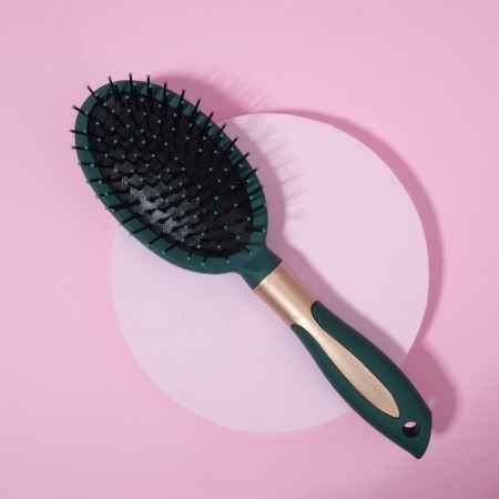 The comb massage, rubberized handle, 7 × 25 cm, green/golden color-1