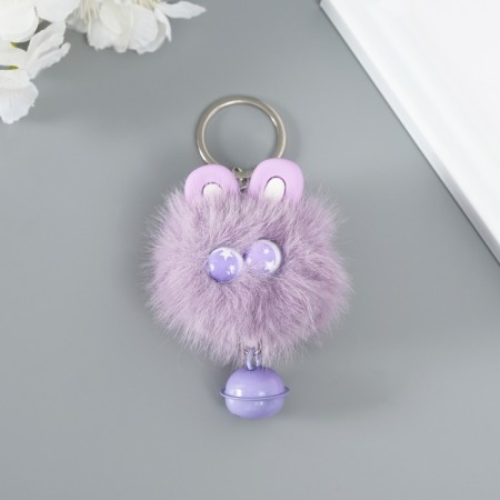 Fluffy on the ring "Star eyes with a bell" purple 8.5x6x6 cm-1