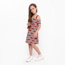 Dress for girls, white/black color, height 104 cm
