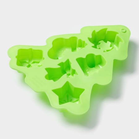 The form for baking the deed "New Year. Christmas tree ", silicone, 24.5 × 21 × 3 cm, 6 cells, green color-2