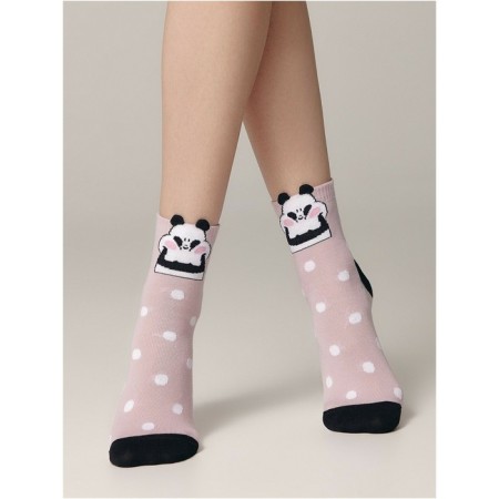 Women's socks with Pikot Conte Elegant Panda, size 23, color pink color-1