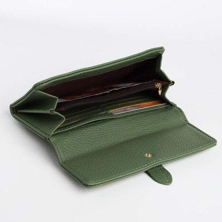 Women's wallet on the button, green color-3