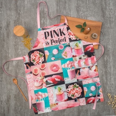 Apron Ethel Pink 70x60 cm, 100% cotton, sarzha 190 g/m²