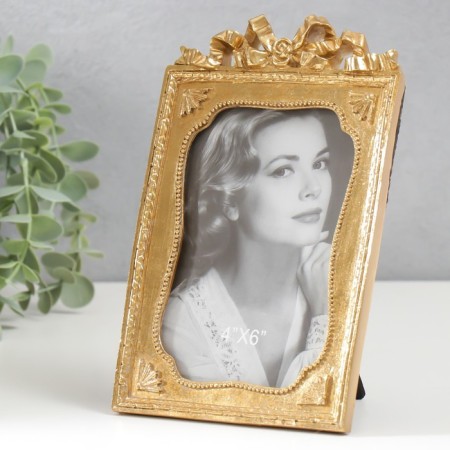 Photo frame Polystone 10x15 cm "Baltic with ribbons" gold 19x12 cm-1