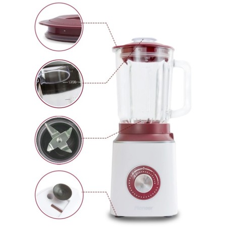 Stationary blender Pioneer SB144, 600 W, 1.5 l, white with lingonberry-3