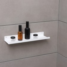 Shelf in a bathroom loft, 350 × 100 × 30 mm, white color
