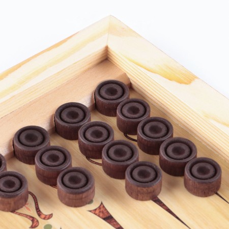 Wooden backgammon with checkers "Snake with a skull", board game, 40 x 40 cm-6