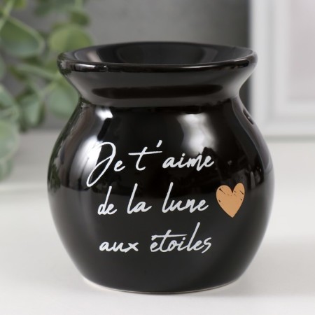 Aroma lamp ceramics "Recognition of love" Black 7.2x7.2x7.8 cm