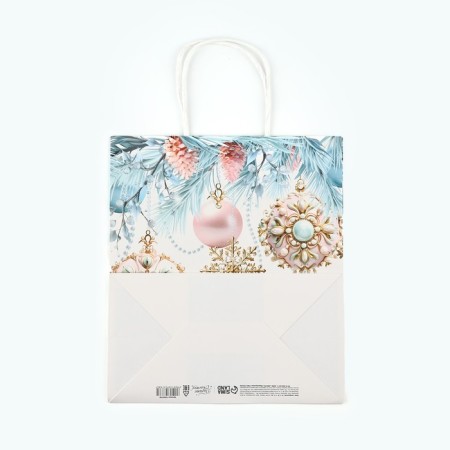 New Year's gift package "Happy New Year", white craft, 22 x 25 x 12 cm, new year-3