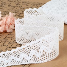 Knitted lace, 65 mm × 10 ± 1 m, white color