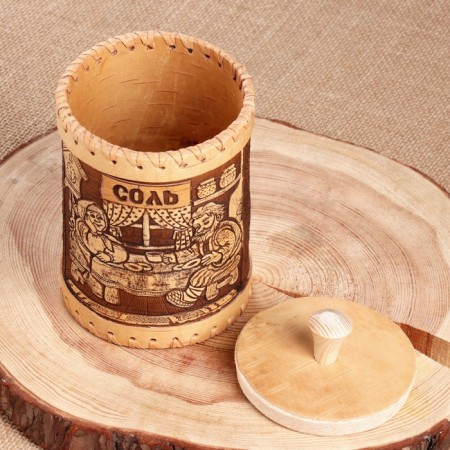 Туес "Соль. Чаепитие", 10 х 10 х 15 см, береста-3