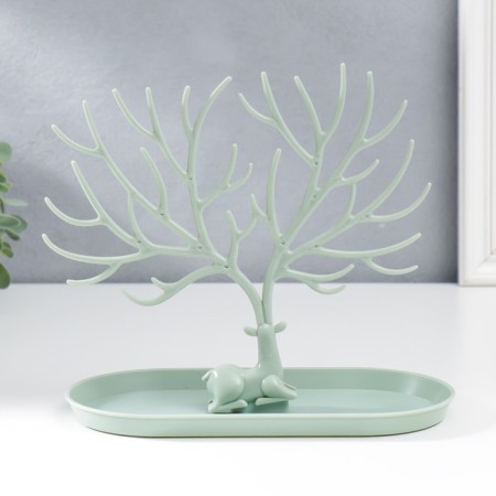 Plastic jewelry stand "Deer with branched horns" Green 21.5x12.5x24.5 cm-3