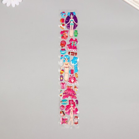 Stick plastic volumetric "girls and outfits" with gold stroke mix 33.5x6 cm-1