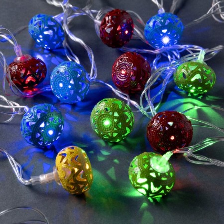 Garland “thread” 4 m with nozzles “ball with ornament”, IP20, transparent thread, 20 LED, glow of multi, 8 modes, 220 V