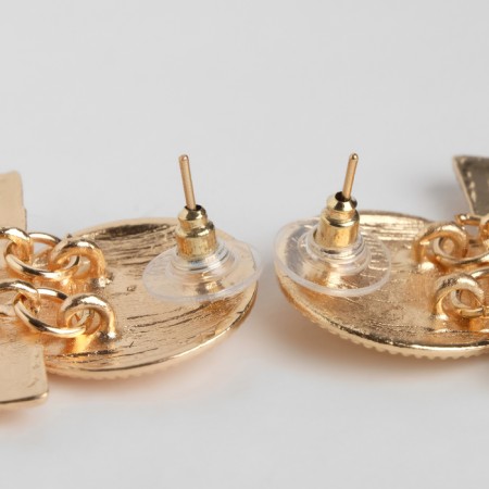 Earrings Metal "Athena" circle and rectangle, color gold-2