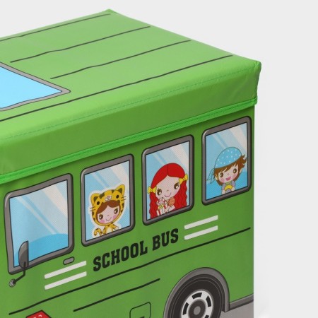 Stellyer box for storage with a lid of the school bus, 55 × 26 × 32 cm, 2 compartments, color green-1