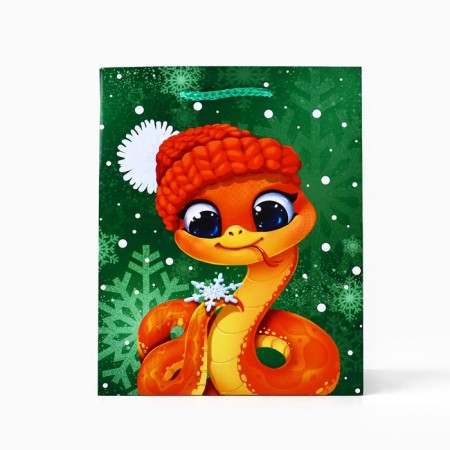 New Year's Gift Laminated Gift "Happy New Year", snake, MS 18 x 23 x 8 cm, New Year-1