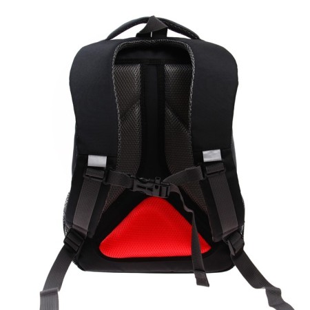 School backpack, 39 x 26 x 19 cm, Grizzly 156, ergonomic back, laptop compartment, black/gray/red RB-156-2_6-4