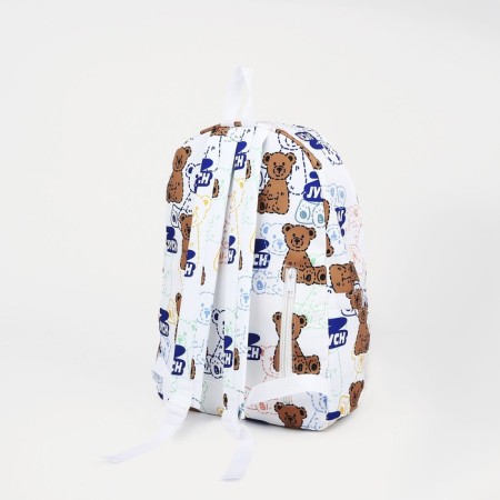 School backpack on lightning from textiles, external pocket, white/blue color-1