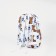 School backpack on lightning from textiles, external pocket, white/blue color