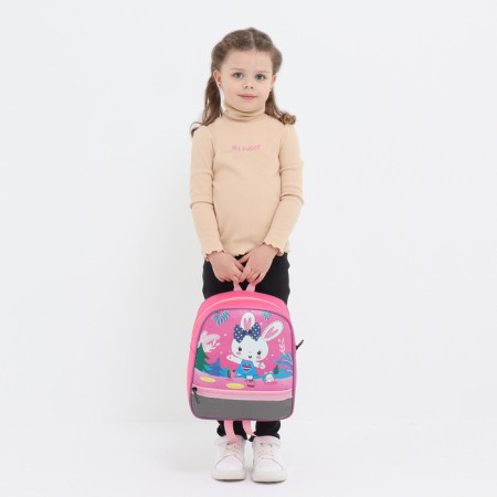 Baby backpack on lightning, 1 outer pocket, insert mix, pink color-9