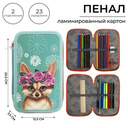 Penal 2 sections, 125 x 205 mm, with a filling of 23 items, calligrata "fox" laminated cardboard, 30p26/2/set